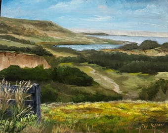 Acrylic painting "Hess Reservoir Viewed from The Canyons"