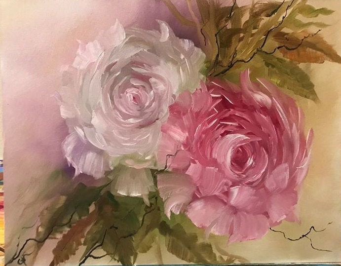オリジナルアート 花 バラ ウォールアート ファインアート アメリカ人アーティスト グレッグ ギルリースによる絵画