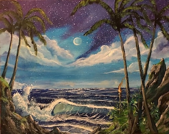 original art trees waves Ocean wall art fine art "Lost" painting by U.S. artist Greg Gilreath