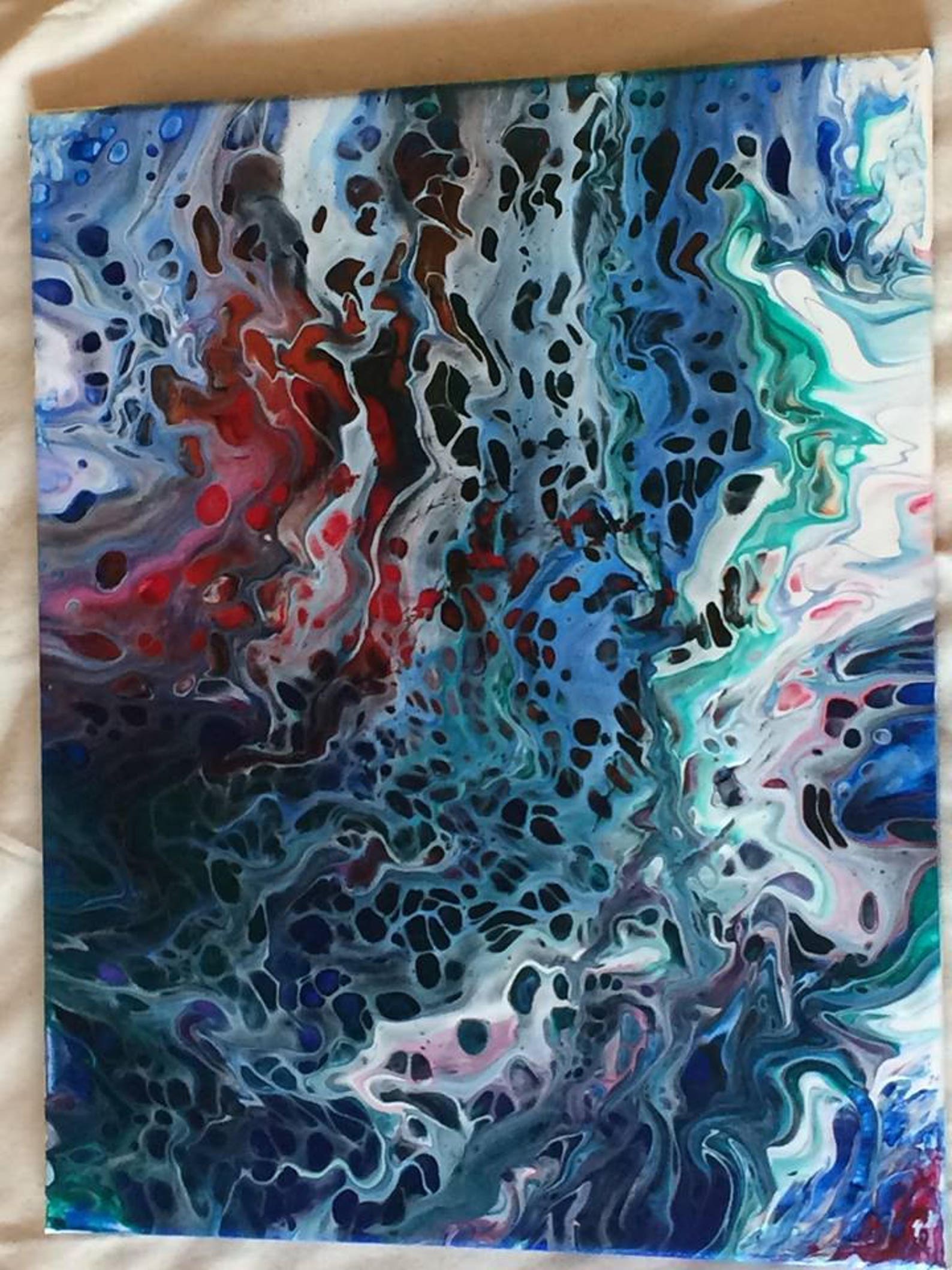 Acrylic Flow Painting Wall Art Colorful Painting by U.S. Artist Greg