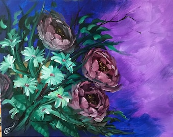 original art flowers roses daisies wall art fine art painting by U.S. artist Greg Gilreath