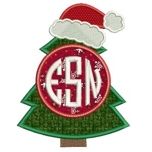 Christmas tree applique design - Christmas embroidery design - Monogram frame embroidery design - INSTANT DOWNLOAD - 4x4 5x7 6x10 size