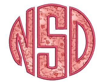 Monogram fonts - Circle applique font - Embroidery fonts - Machine embroidery - Fonts digital for embroidery - INSTANT DOWNLOAD - 3" 4" 5"