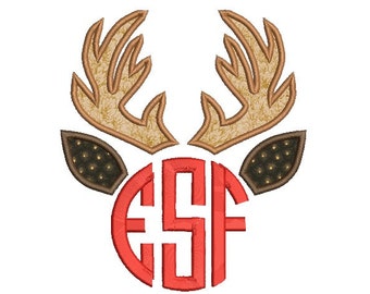 Reindeer embroidery design for monogram fonts - Christmas embroidery design for boys - Machine embroidery design - Instant download - 3 size