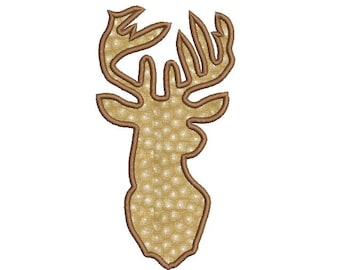 Deer head applique design - Deer embroidery pattern - Reindeer embroidery - Machine applique design - INSTANT DOWNLOAD - 4x4 5x7 6x10 size