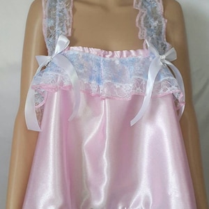 Made to Order..SATIN SISSY Camisole slip with lace trim..any size..any colour
