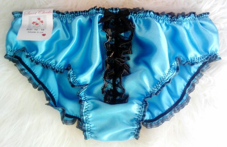 VTG STYLE SENSUAL TURQUOISE FRILLY STRETCH NYLON BIKINI KNICKERS PANTIES BRIEFS