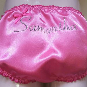 Beautiful Made to Order.. Personalised Diamante Satin SISSY KNICKERS..any size..any colour. By SweetCheeks