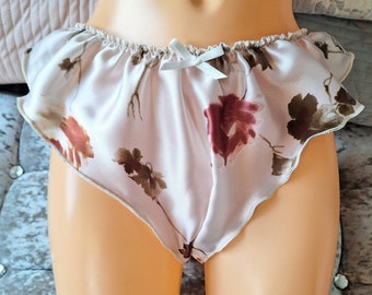 Made to Order.."Floral surprise" FRENCH Style satin sissy knickers..any size