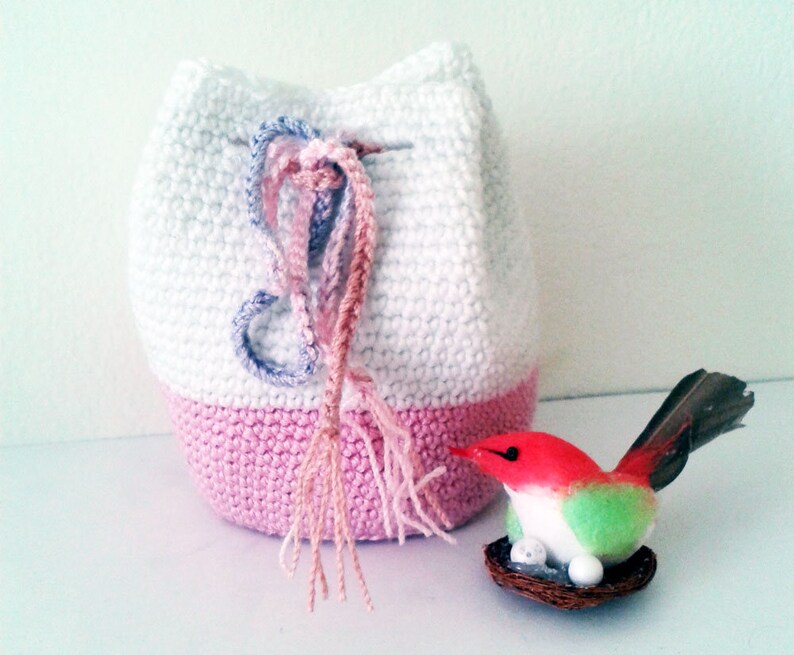 Crochet Mini Drawstring Bag PDF Pattern 8 Cm. Dia 10 Etsy