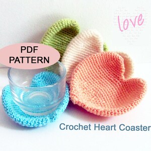 Crochet Heart Coaster set , PDF pattern, crochet tutorial , diy coasters