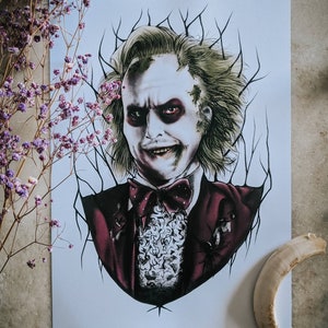 Beetle juice A4 dark gothic inspired fine art print