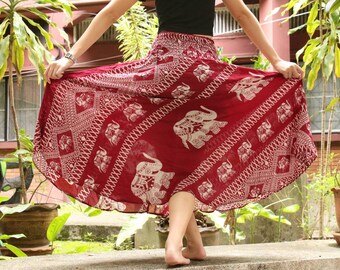 Red Skirt Thai Elephant Skirt Thai Harem Skirt Thai Hippie Skirt Thai Boho Skirt Thai Bohemian Skirt Thai Gypsy Skirt