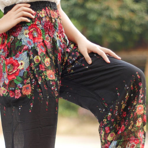Yoga Clothing Flower Pants Floral Pants Bohemian Clothing Boho | Etsy
