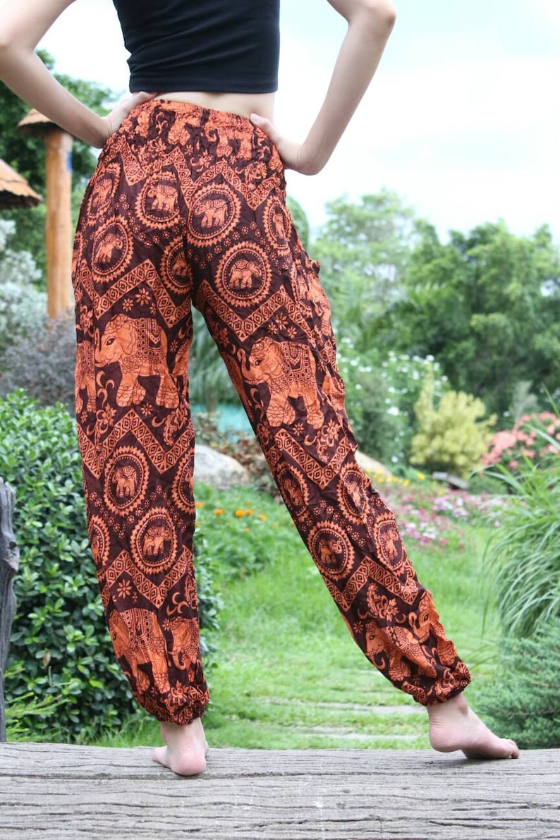 Brown elephant pants Festival pants Beach pants women Harem pants men Yoga pants men Bohemian women Boho men