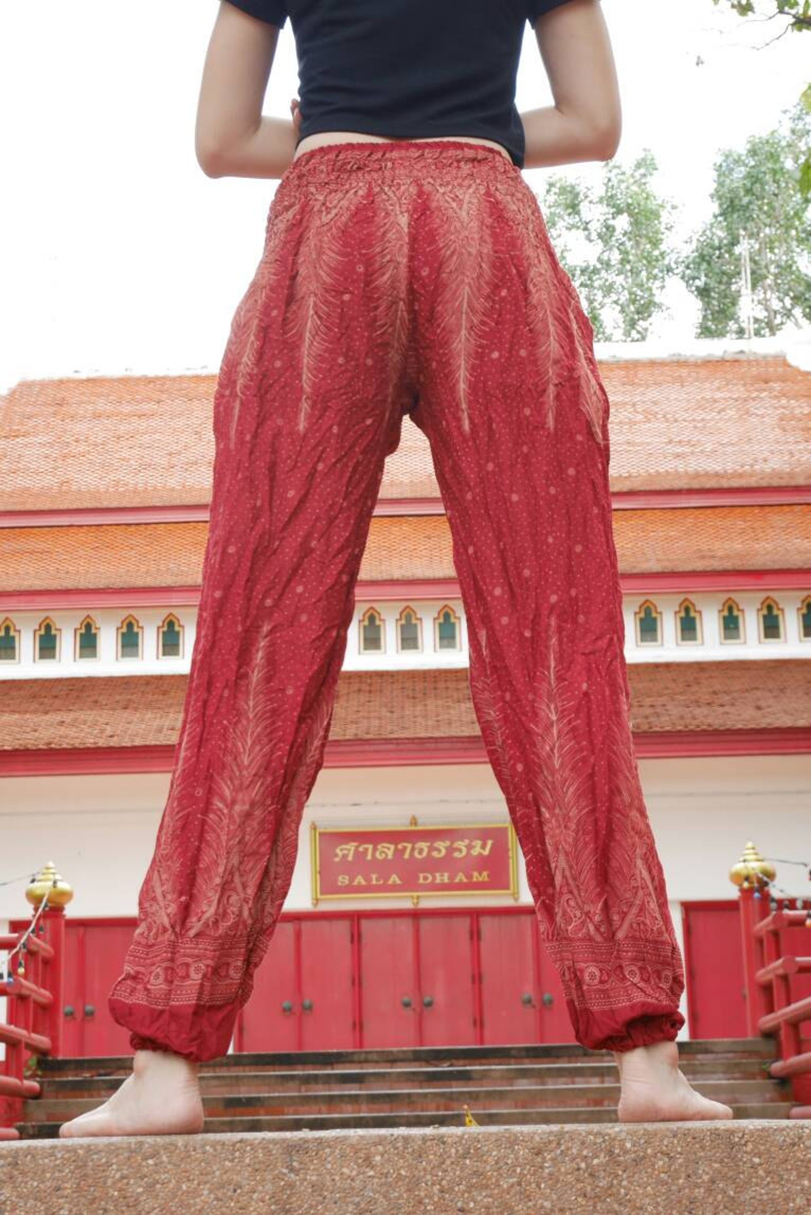 Harem Zumba Pants Bohemian Outfits Loose Leg Boho Boutique Gym Etsy