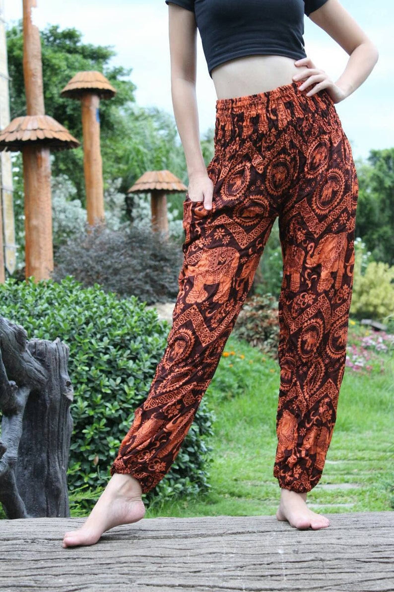 Brown elephant pants Festival pants Beach pants women Harem pants men Yoga pants men Bohemian women Boho men