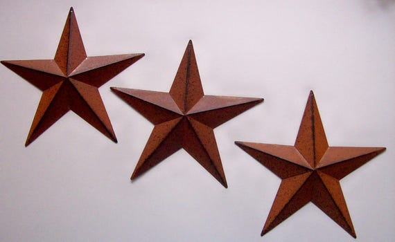 Set Of 3 Rustic Brown Black Barn Stars 8 Wall Decor Etsy