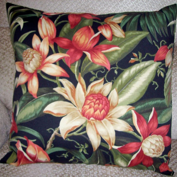 Pillow Cover 18" tropical Indoor Outdoor Rich Floral Greenery Lily Jungle Tommy Bahama Botanical Glow 18 X 18