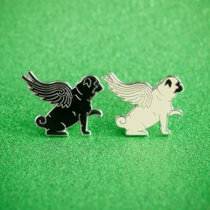 Pug Wings Enamel lapel pin | dog pin, flying dog, pug gift, pug art, dog lover gift, black pug, dog hat pin, dog brooch, hard enamel