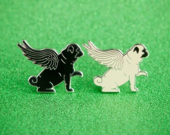 Pug Wings Enamel lapel pin | dog pin, flying dog, pug gift, pug art, dog lover gift, black pug, dog hat pin, dog brooch, hard enamel