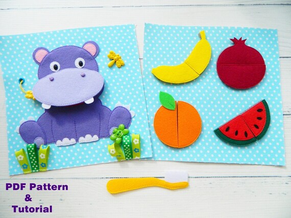 Quiet Book Pdf Pattern Hippo And Fruits Quiet Book Pdf Etsy
