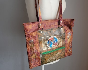 Bolso de hombro para mujer de cuero egipcio hecho a mano, bolso tote colorido