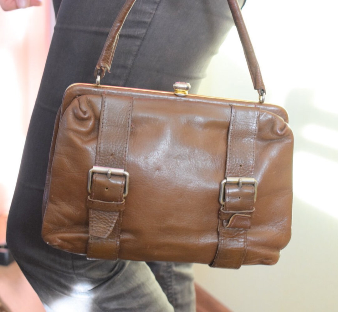 Vintage Brown Leather Purse Handbag Women Bag / Boho Accessories From ...