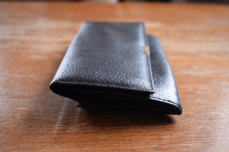 Vintage black leather Soviet purse black retro wallet Business cards calling cards holder Case for documents simple classic accessories USSR
