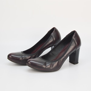 Vintage Leather Block Heel Pumps - Black & Purple - EU 38 Lasocki
