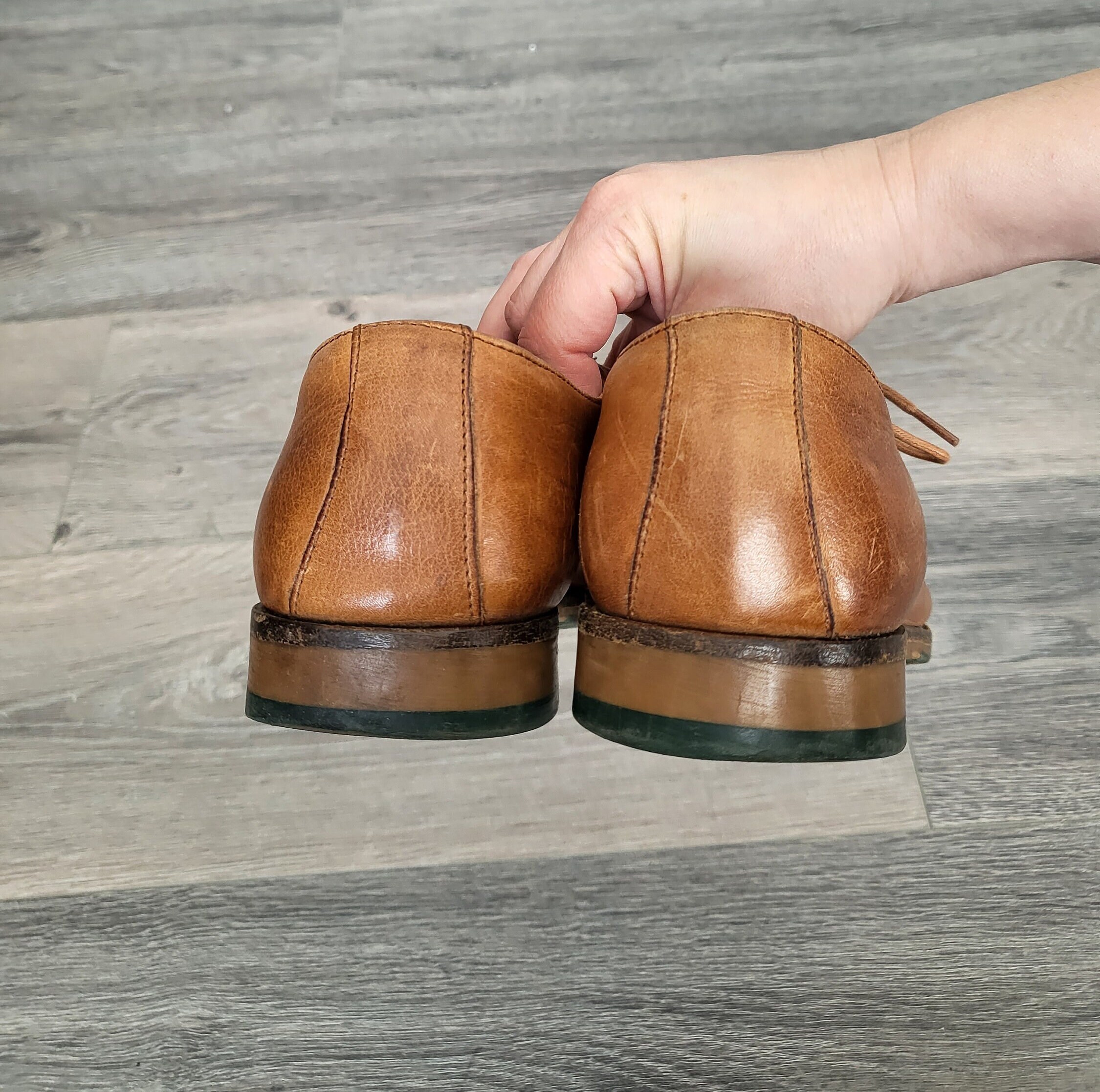 Vintage Leather Oxford Shoes: Cognac Brown Lace-up Dress  display picture 1