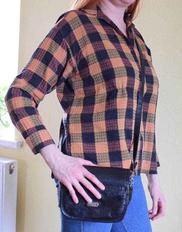 Vintage Italian Vegan Leather Black Bag Women Crossbody Purse Etsy