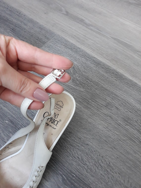 vintage leather white open toe sandals wedding sh… - image 7