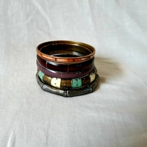 Vintage Oriental Bangle Bracelets Set of 5 pcs / trinkets handmade women jewelries / gift for womens
