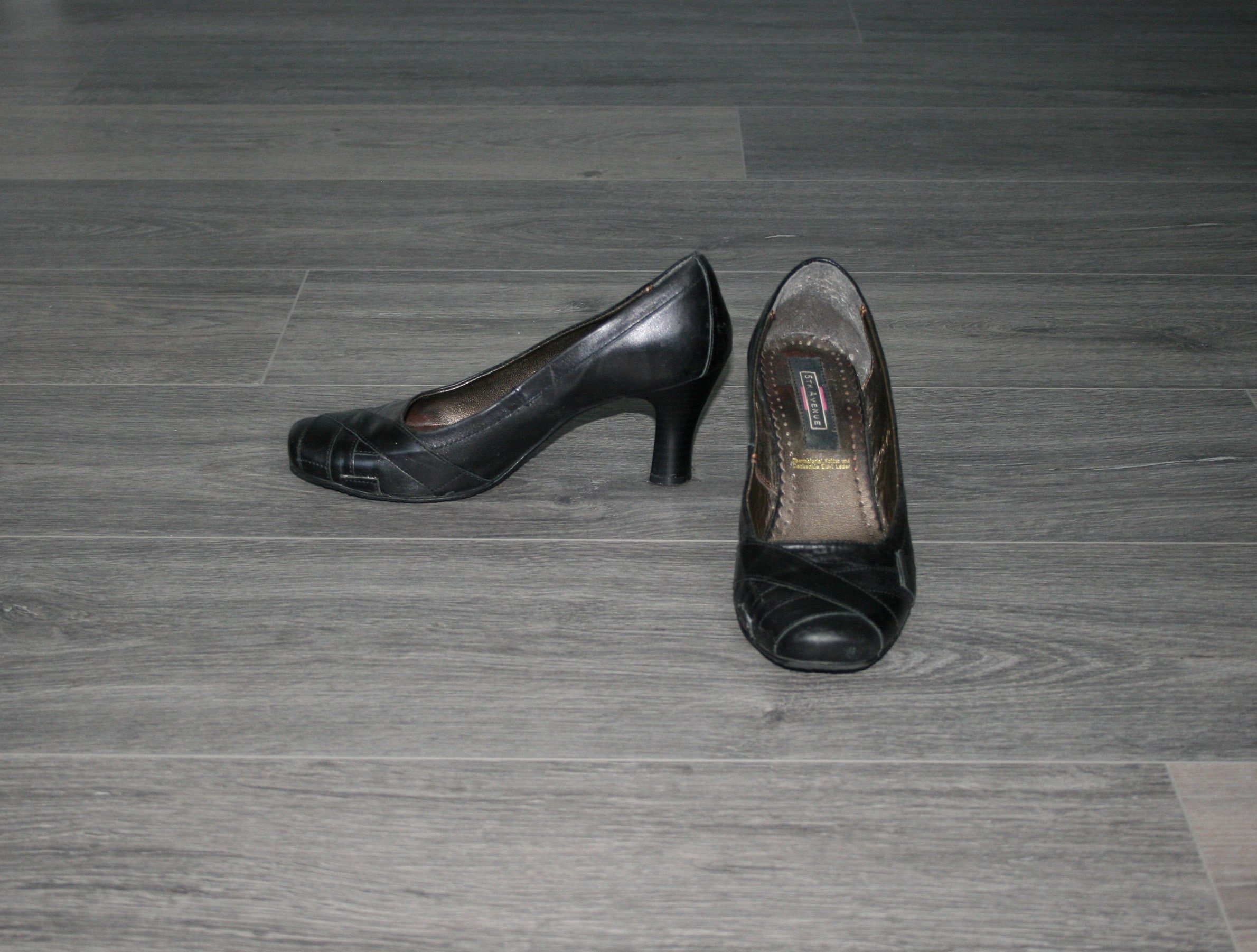 Vintage Black Leather Size 7 Ladies Square Toe - Etsy Denmark