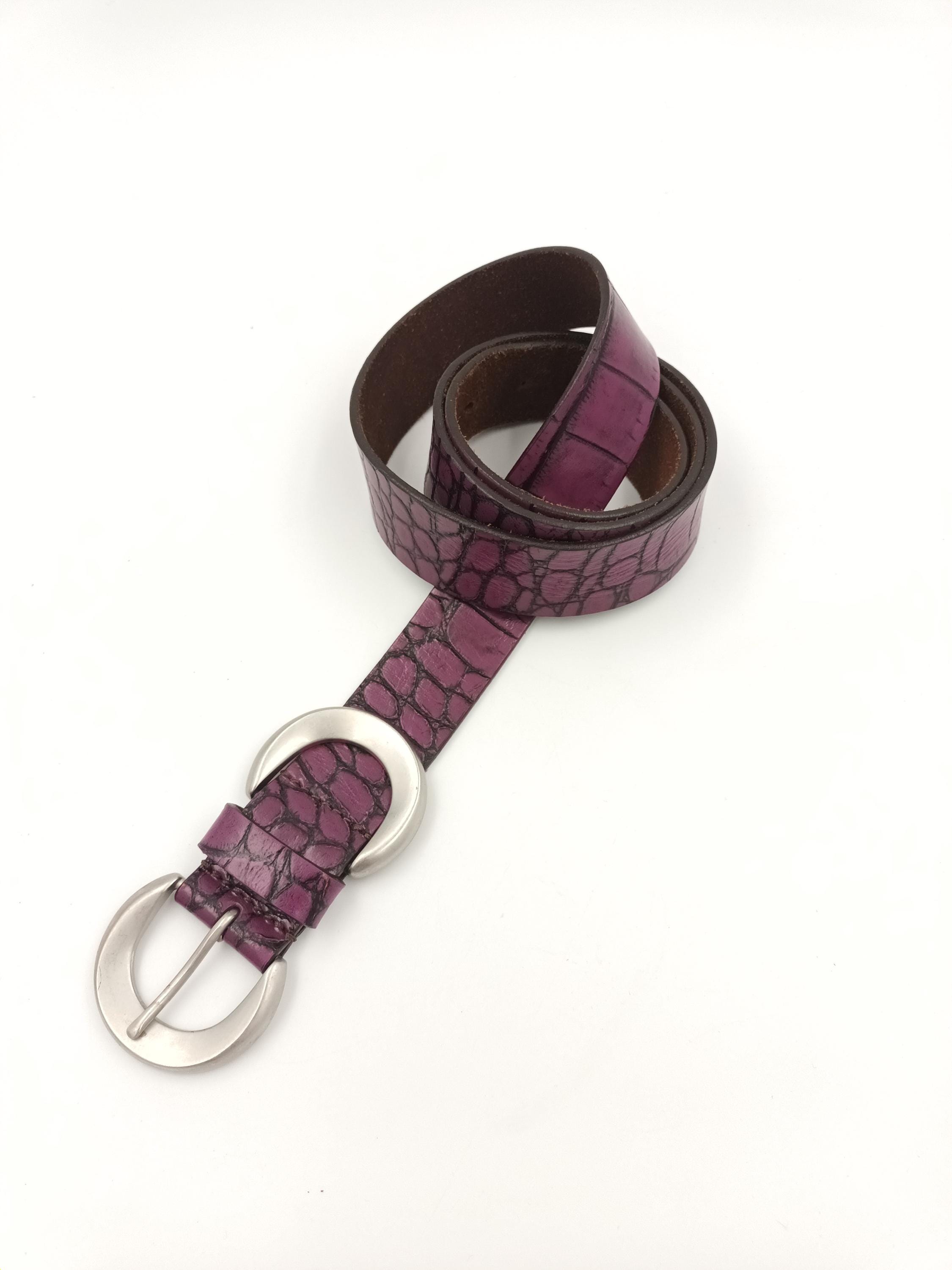 Vintage Leather Purple Belt / Croc Pattern Women Buckle  display picture 1