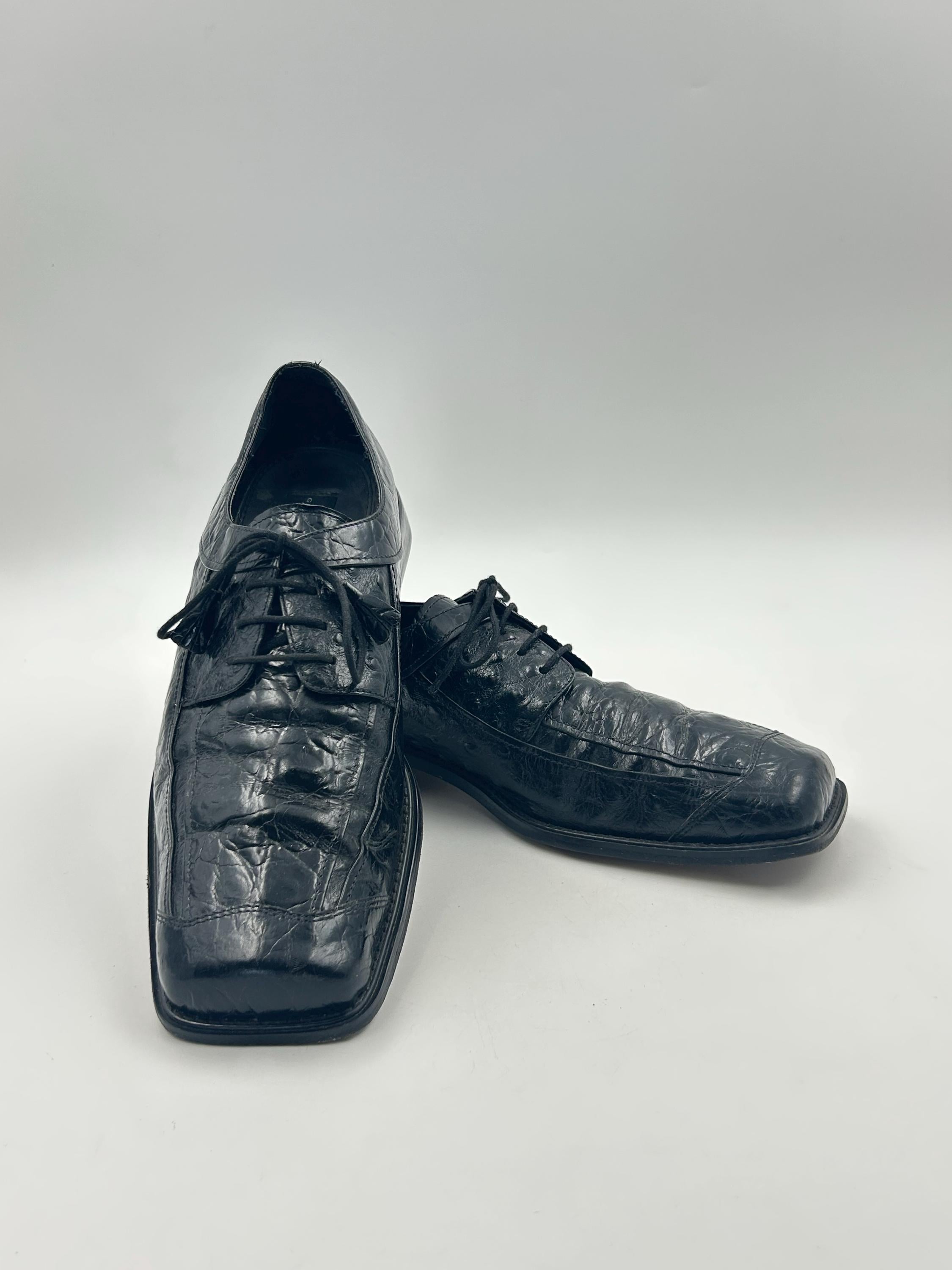 Giorgio Brutini Patent Leather Lace-up Shoes, Ostrich Detail (US