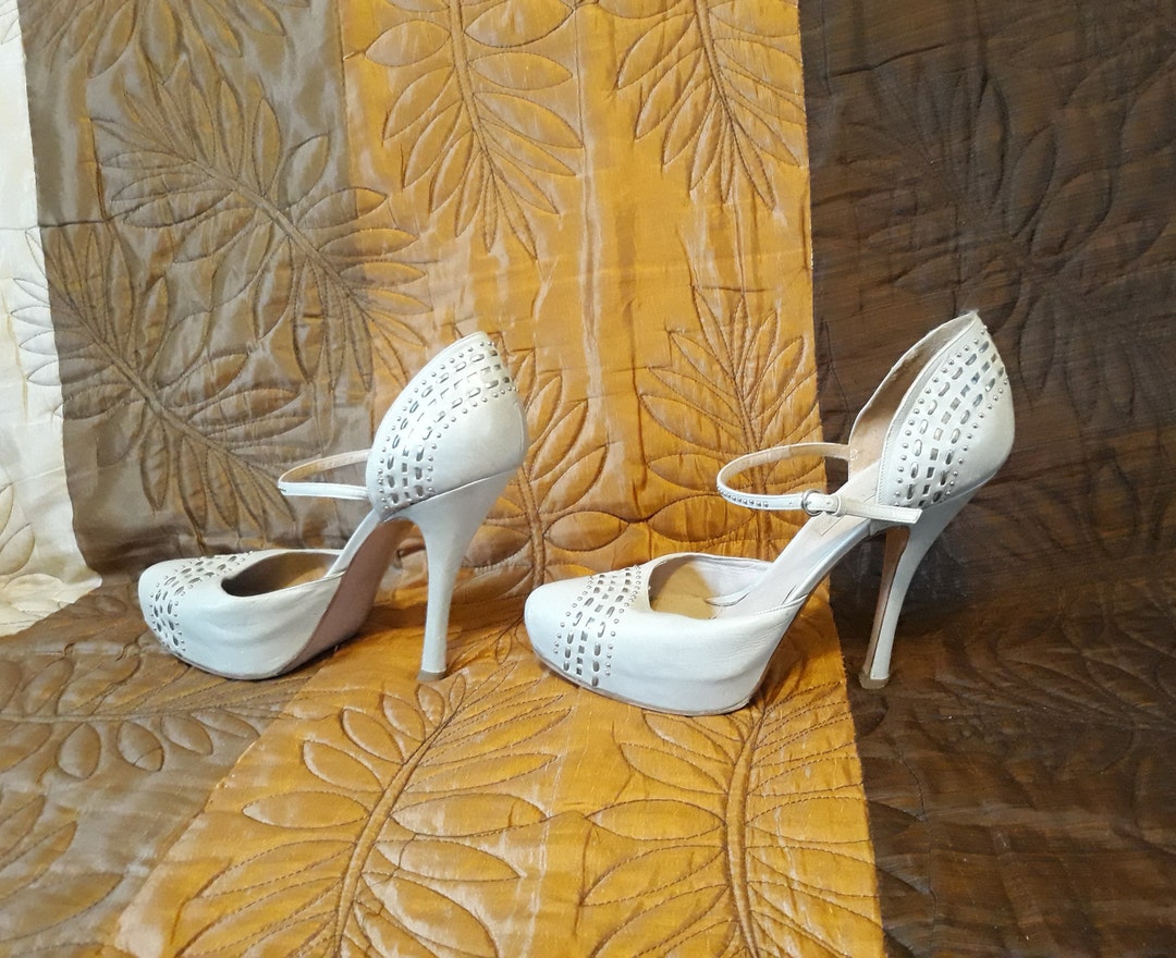 Zapatos Destalonados Zapatos De Fiesta Plata Vieja Pura Lopez