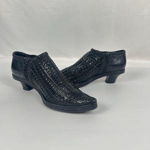 Vintage Woven Black Leather Huarache Loafers - Stephane Kelian Paris - Size 6.5 UK image 2