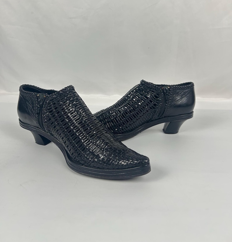 Vintage Woven Black Leather Huarache Loafers - Stephane Kelian Paris - Size 6.5 UK image 2