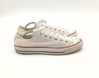 Vintage Converse Sneakers: Unisex Off-White Textile Shoes, US Men's 8
