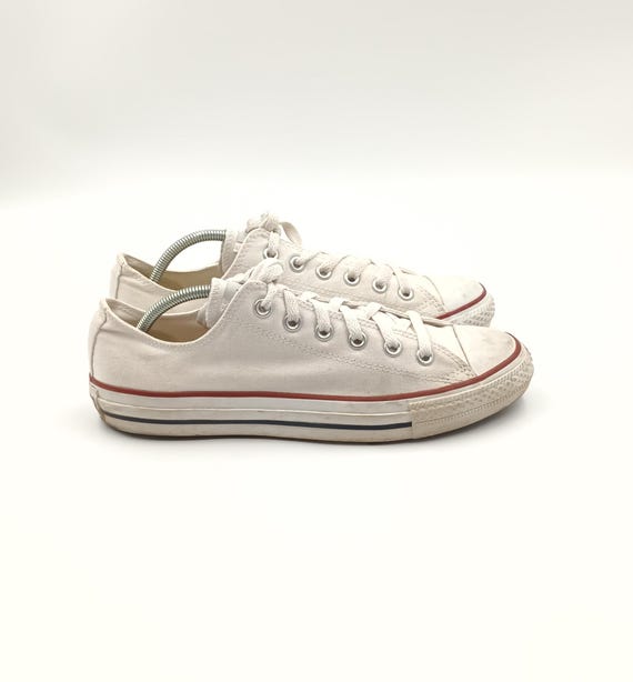 Vintage Converse Sneakers: Unisex Off-white Textile Shoes, US