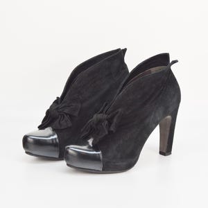 Vintage Leder Stiefeletten in Schwarz für Damen | Größe 38 | Sinela | Hergestellt in Spanien