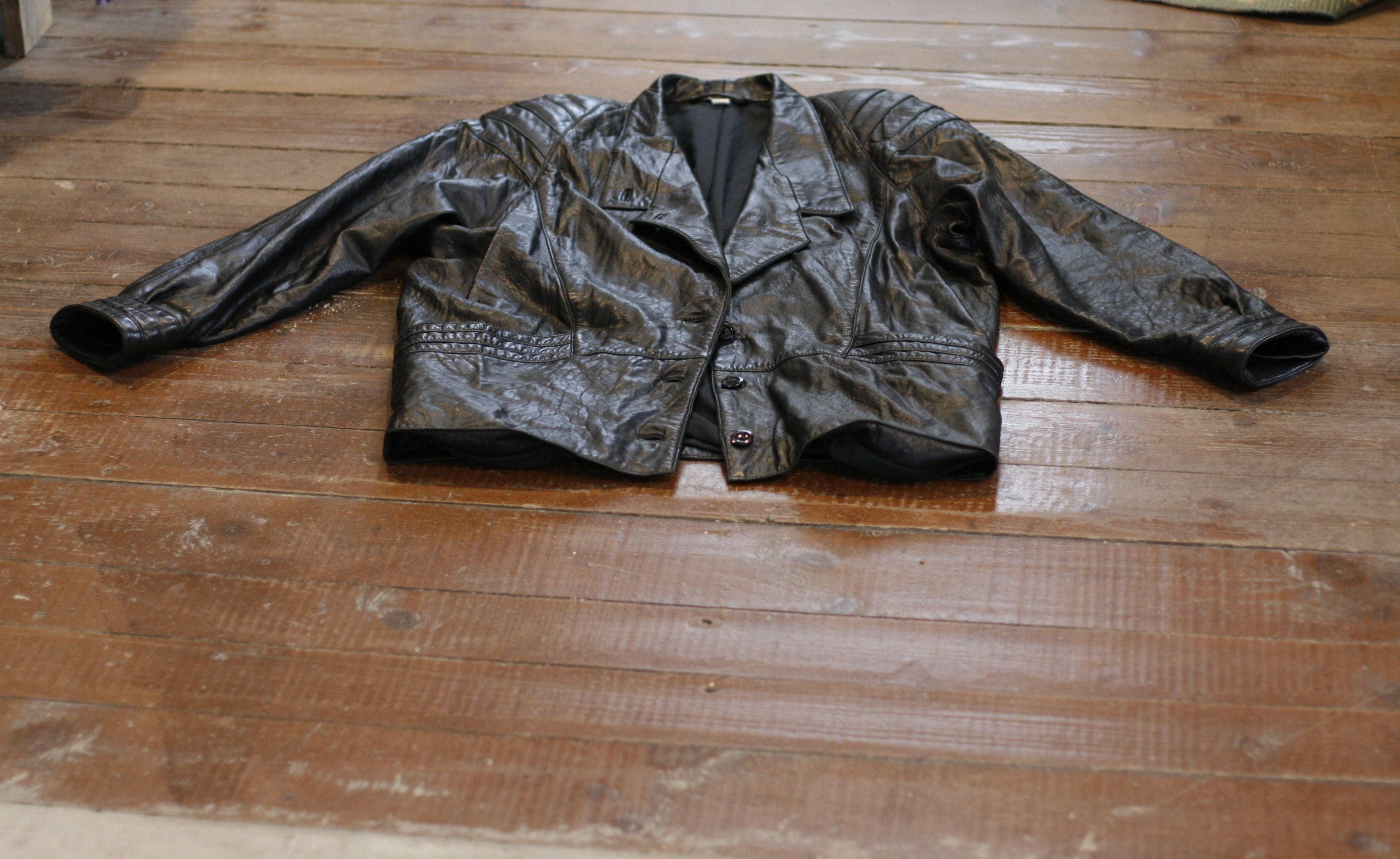 株価上昇 80s2way Black real leather bomber jacket 【公式通販】