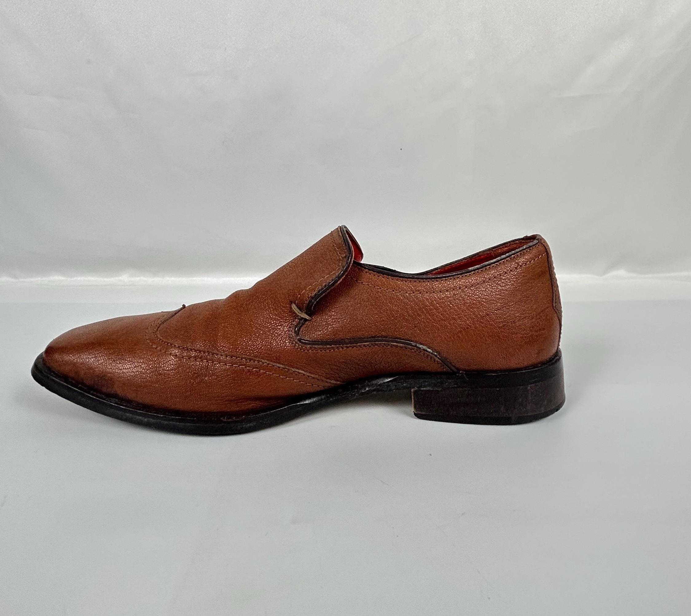 ANTICA CUOIERIA Men\'s vintage cognac leather Wingtip brogue oxfords size 9.5 To Boot New York Shoes Mens Size 9.5 Brown Leather Wingtip  main image 3