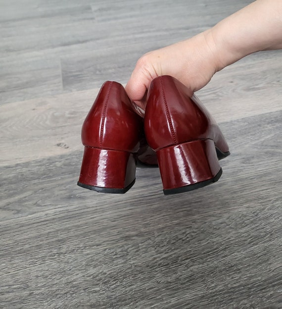 Vintage dark red patent leather loafers / Womens … - image 8