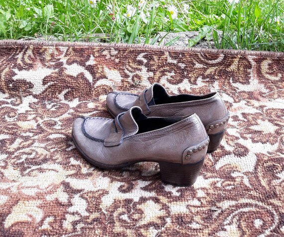 Vintage gray Leather shoes / German loafers with … - image 7