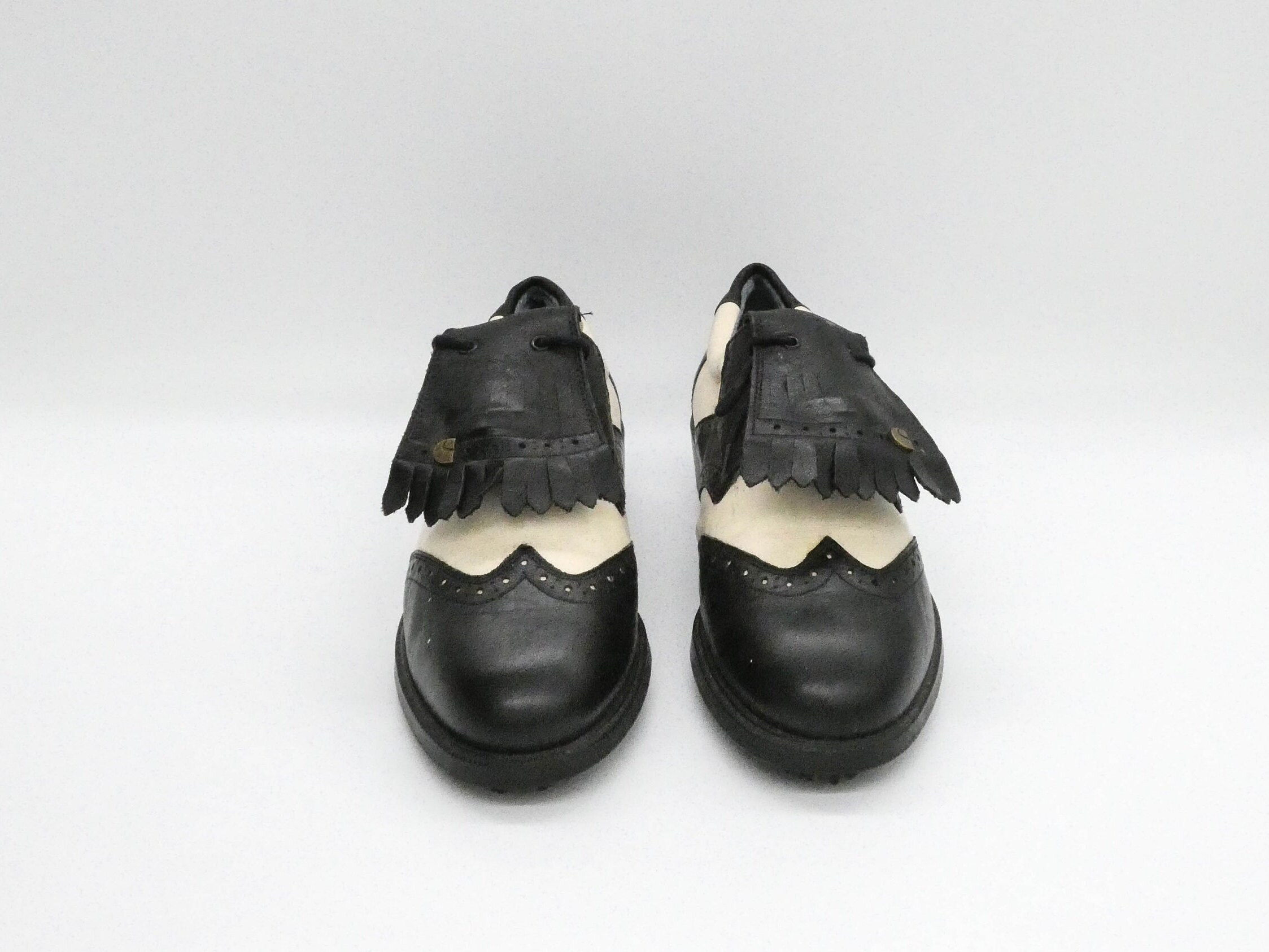 Vintage Black and White Leather Golf Cleats Womens Sports Vintage Black and White Leather Golf Cleats Womens Sports