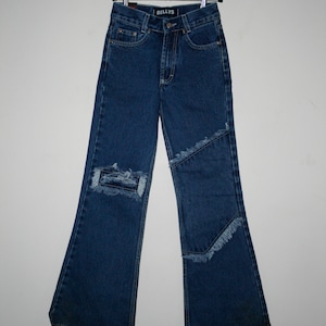 Vintage kids blue Jeans high waisted deadstock Unused denim bell bottom pants