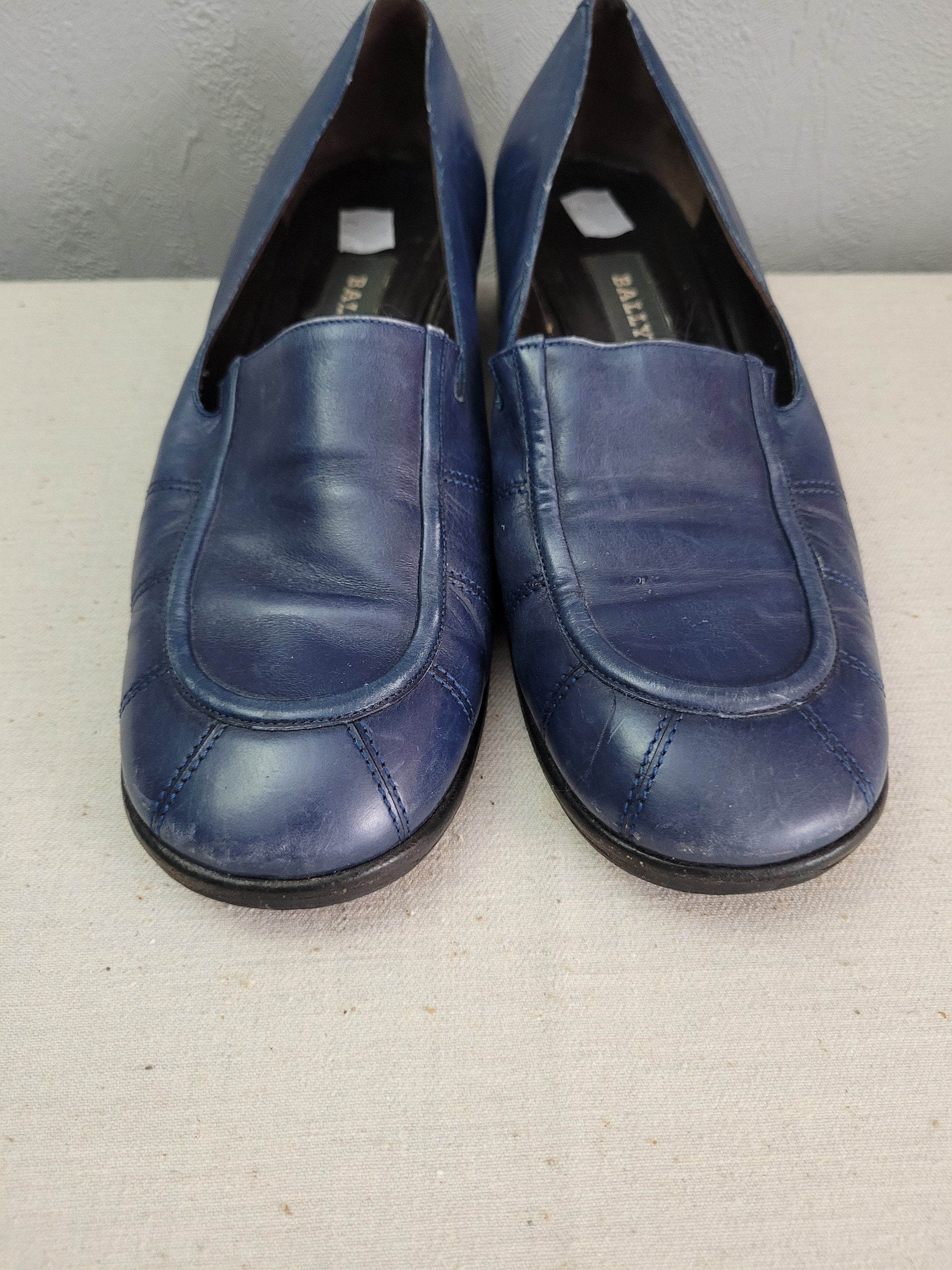 BALLY PINTOS INK BLUE NUBUCK PATENT LEATHER WEB LOGO DRIVING LOAFERS 8 D 41 Bill Suede Penny Loafers - Navy | Martin Dingman main image 3